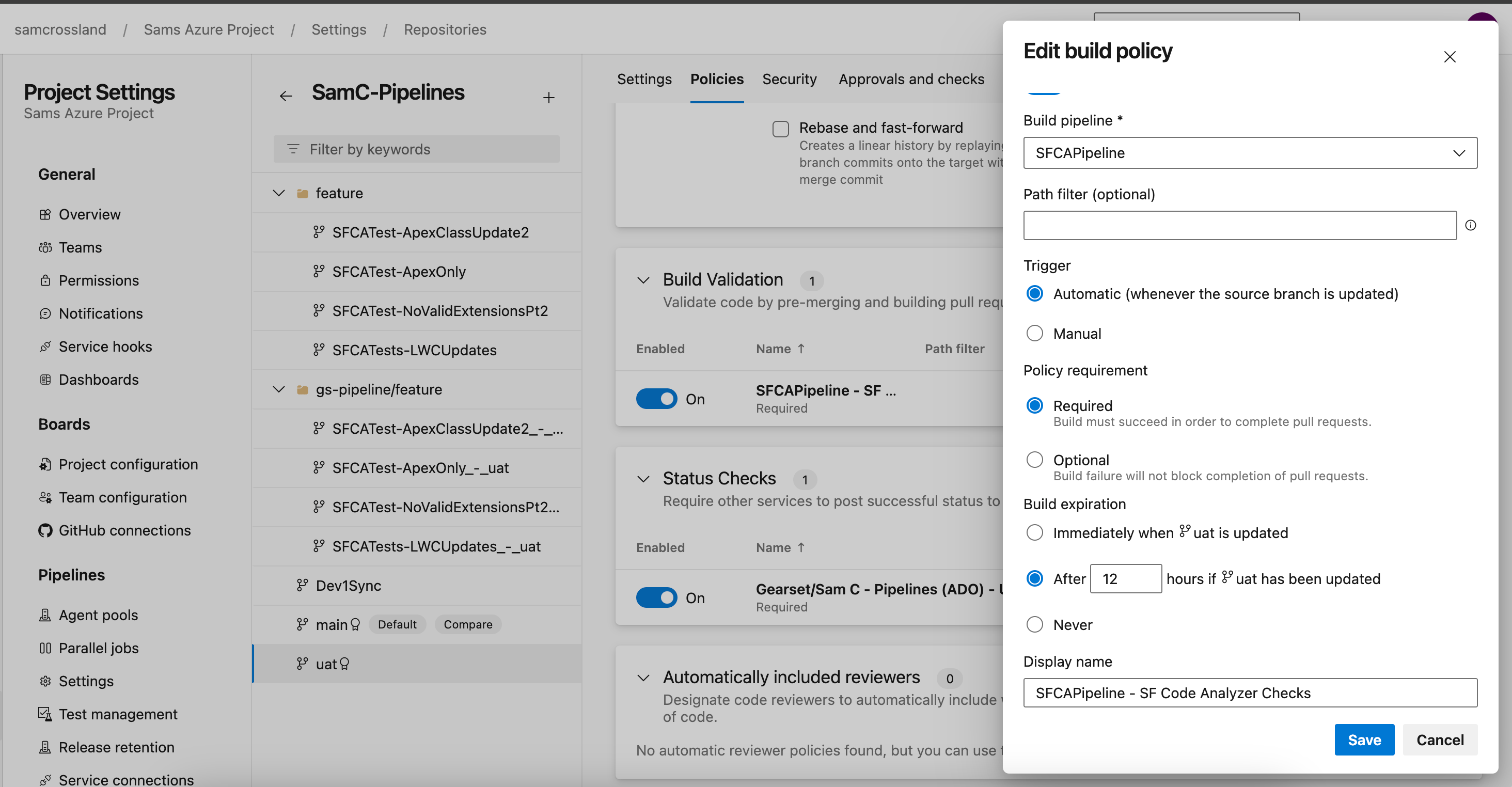 Edit your build policy