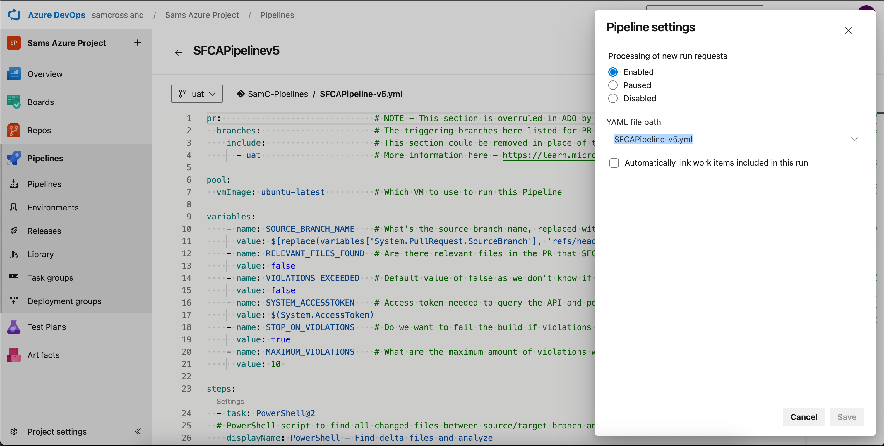 Verify your pipeline settings